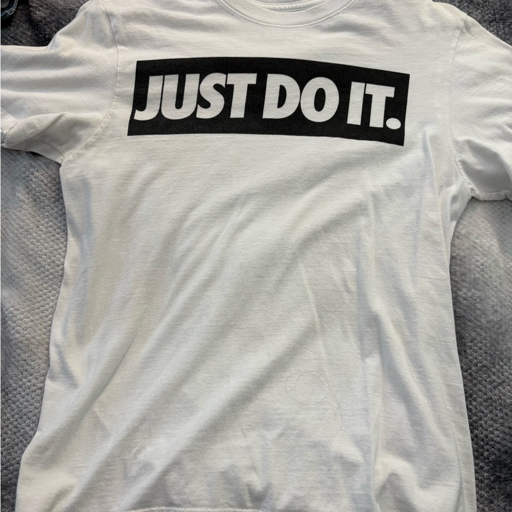 Nike White T-Shirt with Black 'Just Do It' Print
